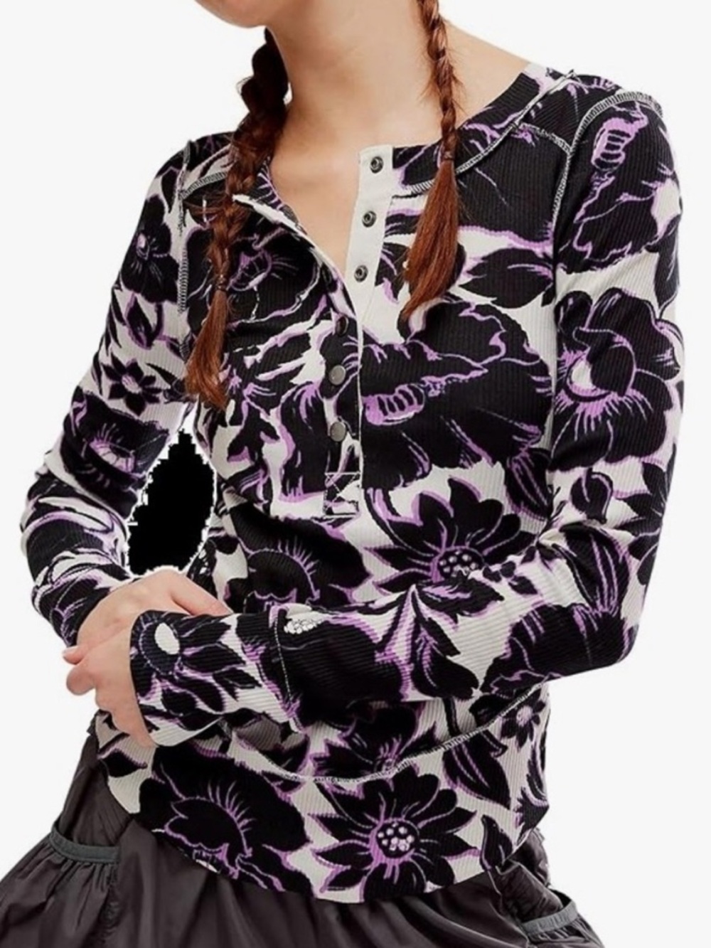 Free People Movement Rally Printed Layer Top(Garden Floral Lilac) size S cotton